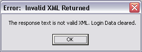 Excel to CI Error - Invalid XML Returned