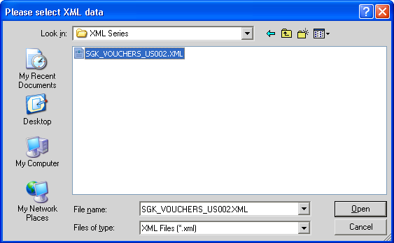 Select samle XML file