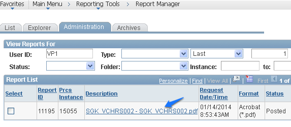 Report Manager with XMLP report