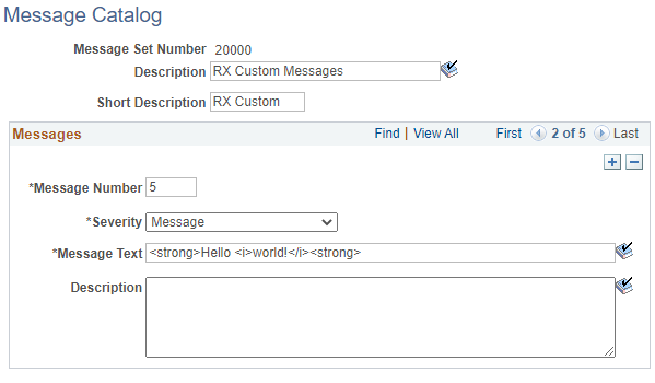 HTML in Message Catalog