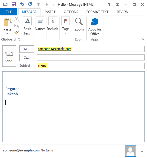 Email open in Outlook