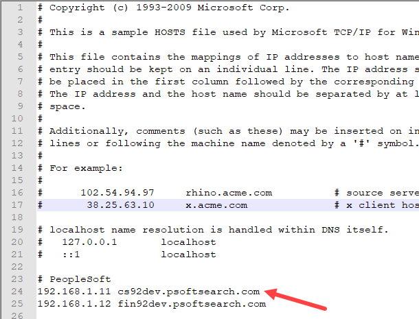 Redirect using host file