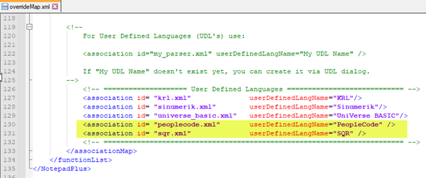 Notepad++ FunctionList Mapping