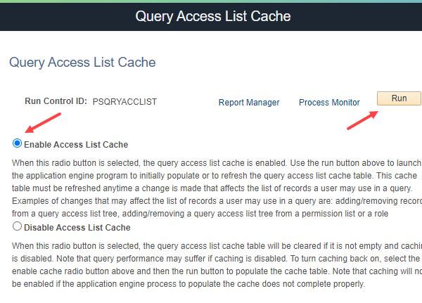 Query Access List Cache